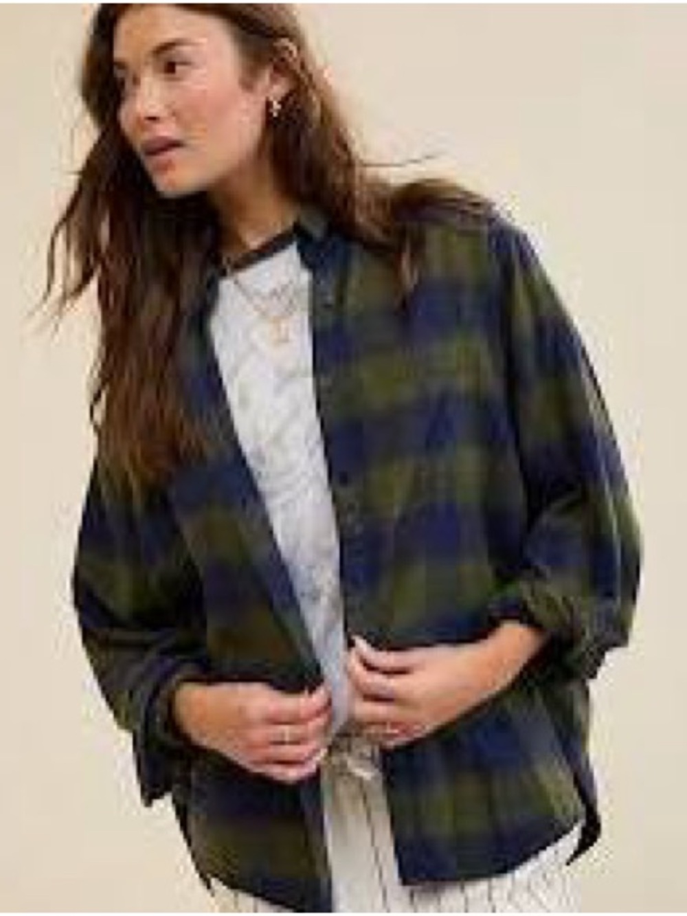 AERIE NWT Anytime Fave Flannel Button Down Shirt Plaid Medium Retail $69